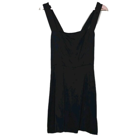 Aritzia Dresses & Skirts - Sunday Best Satin Dress Womens XS Black Square Neck Thick Straps Smocked Aritzia